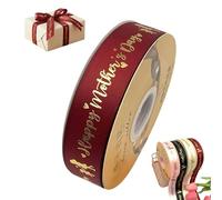 Happy Mother‘s Day 2026 Ribbon Rolls - 25mm x 44m Gold-Foil Gift Wrapping Ribbon, Luxury Polyester for DIY Gifts, Bouquets & Party Favors (Red)