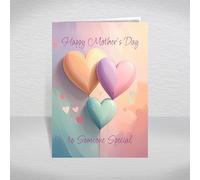 Happy Mother’s Day Card for Someone Special - A5 Pastel Balloon Heart Design, Deluxe Mothering Sunday Greeting Card with Printed Inside Verse: Wishing you a wonderful Mother’s Day
