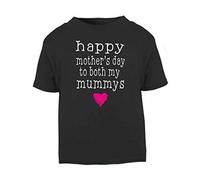 Happy Mother’s Day to Both My Mummys Typewriter LGBT Parents Short Sleeve Cotton Toddler t Shirt, 1-2 Years, Black