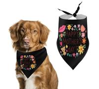 Happy Mother's Day Bandanas for Dogs | Soft Polyester Triangle Pet Scarf Breathable Washable Cat Neckwear Bibs for Parties & Photos