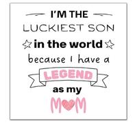 Happy Mothers Day Birthday Thank You Card to the Best Mum Mother Legend from the Luckiest Son Stepson Mam Mom Mummy Her Sentimental Lovely Unique Heartfelt Words Gift 14x14cm