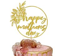 Happy Mother's Day Cake Topper Glitter Cardstock Party Favour Decoration By 3 LITTLE DESSERTS (GOLD)