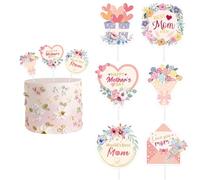 Happy Mother's Day Cake Toppers, 12 PCS Floral Cupcake Toppers for Flowers Bouquet Mothers Day Decorations Father's Day Birthday Party Supplies