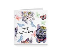 Happy Mother's Day Card for Her - Butterflies Cat For Mum Mummy Mother Step-Mum Auntie Grandma Nanna Nanny Grandmother