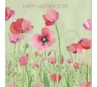 Happy Mother's Day Card with Pink Poppies Floral Design, Blank Inside, 16 x 16 cm