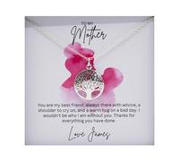 Happy Mothers Day - Choice Of Silver Necklace with Custom Message Card in Beautiful Box - Gift From Son, Daughter - Jewellery For Mum (Standard Black Gift Box, Silver Tree of Life)