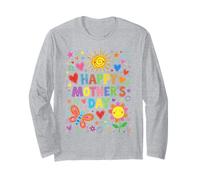 Happy Mothers Day Cute Hand Drawn Colorful Doodle Flower Mom Long Sleeve T-Shirt