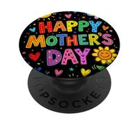 Happy Mothers Day Cute Hand Drawn Colorful Doodle Flower Mom PopSockets Adhesive PopGrip