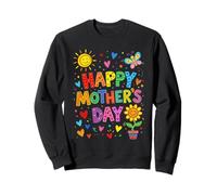 Happy Mothers Day Cute Hand Drawn Colorful Doodle Flower Mom Sweatshirt