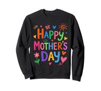 Happy Mothers Day Cute Hand Drawn Colorful Doodle Flower Mom Sweatshirt