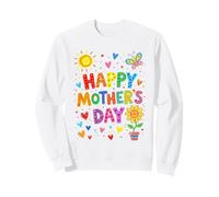 Happy Mothers Day Cute Hand Drawn Colorful Doodle Flower Mom Sweatshirt