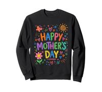 Happy Mothers Day Cute Hand Drawn Colorful Doodle Flower Mom Sweatshirt