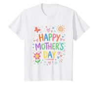 Happy Mothers Day Cute Hand Drawn Colorful Doodle Flower Mom T-Shirt