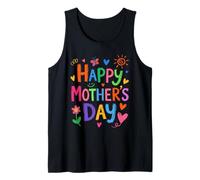Happy Mothers Day Cute Hand Drawn Colorful Doodle Flower Mom Tank Top