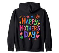 Happy Mothers Day Cute Hand Drawn Colorful Doodle Flower Mom Zip Hoodie