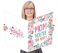 Happy Mother's Day Floral Greeting Card with Envelope Love Mom Best Mom Giant Card Gift for Boys Girls Big Shaped Jumbo Card Large 14 x 22 inch