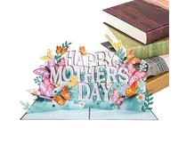 Happy Mother's Day Greeting Card - 12.7 x 17.7 cm Postcard with a Butterfly on the Cover | 3D Mother's Day Greeting Card, for Women and Mothers Parties Thank You Celebrations Special Festive Occasion