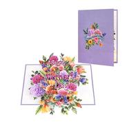 Happy Mother's Day Greeting Card Paper Florals Invitation with Envelope Handmade Birthday Gifts for Mom Women Celebration Greeting
