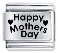 Happy Mothers Day Hearts Etched Italian Charm compatable with all 9mm Italian Style Charm Bracelets