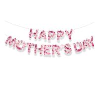 Happy Mother's Day Letter Banner Flower Backdrop Bunting Garlands for Mothers Day Anniversary Photo Booth Background Decoration DIY Party Supplies