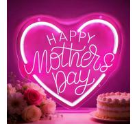 Happy Mother's Day Neon Sign Pink Heart Led Neon Light USB Powered for Wall Decor Party Birthday Home Mothers Day Decoration Mom's Gifts