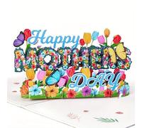 Happy Mothers Day Pop Up Card - Stunning Handcrafted Mother's Day Greeting Card With Additonal Slip For Message & Envelope