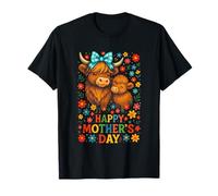 Happy Mother's Day - Scottish Highland Cow Art T-Shirt