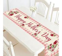 Happy Mother's Day Table Runner Flower Dining Table Runner Decoration, Kitchen Dining Room Decoration for Mother's Day Tablecloths 33*72 Inch