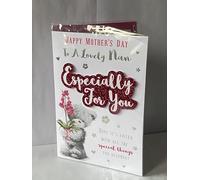 Happy Mother's Day To A Lovely Nan Especially For You Mother's Day Mothers Day Card Grey Teddy/Pink Flower/Words 3D/Glitter/Foil Detail(PRELUDE47670)