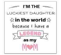 Happy Mothes Day Birthday Card from the Luckiest Daughther to the Best Mum Mummy Legend Mam Her Sentimental lovely Words Gift 14x14cm