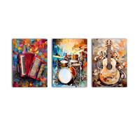 Happy Music 3 Panel Canvas Wall Art. simpa Multi One Size