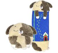 HAPPY NAPPERS Brown Cuddly Dog 2-in-1 Plush Toy & Sleeping Bag - Medium