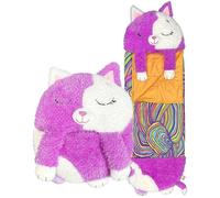Happy Nappers Kids Sleeping Bag - White Cat Large Size - Suitable for Children Aged 7 Years and Over - Plush Toy, Comfy Sleeping Bag & Fluffy Pillow All in One