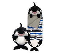 Happy Nappers Kids Sleeping Bag - Black Shark - Plush Toy, Comfy Sleeping Bag & Fluffy Pillow All in One - Lovely Birthday Gift - Great for Playtime, Naptime, Sleepovers & Travelling - Ages 7+