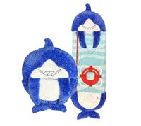 Happy Nappers Kids Sleeping Bag - Blue Shark Medium Size - Suitable for Children Aged 3 to 6 Years - Plush Toy, Comfy Sleeping Bag & Fluffy Pillow All in One