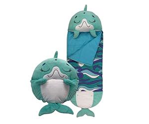 Happy Nappers Kids Sleeping Bag - Disco Dolphin - Plush Toy, Comfy Sleeping Bag & Fluffy Pillow All in One - Lovely Birthday Gift - Great for Playtime, Naptime, Sleepovers & Travelling - Ages 7+
