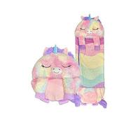 Happy Nappers Kids Sleeping Bag - Pastel Rainbow Unicorn Large Size - Suitable for Children Aged 7 Years and Over - Plush Toy, Comfy Sleeping Bag & Fluffy Pillow All in One
