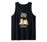 Happy National Pet Day Cute Dogs Cat Guinea Pig Golden Fish Tank Top