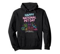 Happy National Pet Day Cute Dogs Cat Guinea Pig Parrot Fish Pullover Hoodie