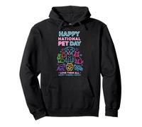Happy National Pet Day Dogs Cat Guinea Pig Parrot Paw Love Pullover Hoodie