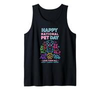 Happy National Pet Day Dogs Cat Guinea Pig Parrot Paw Love Tank Top
