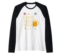 Happy New Beer Shirt Funny Drinking New Year Mug Raglan Baseball Tee