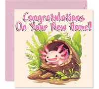 Happy New Home Card for Men Women - Axolotl - Congratulations Housewarming House Card for Friends Family Colleague Neighbour, 145mm House Warming Greeting Cards