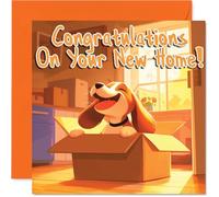 Happy New Home Card for Men Women - Beagle - Congratulations Housewarming House Card for Friends Family Colleague Neighbour, 145mm House Warming Greeting Cards