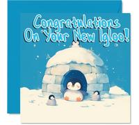 Happy New Home Card for Men Women - Penguin - Congratulations Housewarming House Card for Friends Family Colleague Neighbour, 145mm House Warming Greeting Cards