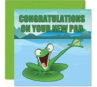 Happy New Home Card Funny - New Pad Frog - Congratulations Housewarming House Cards, Joke Banter Moving House Cards, 145mm Welcome Warming Greeting Cards for Friends Family