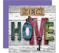 Happy New Home Card - New Home - Congratulations Housewarming House Cards, Congrats Moving House Cards, 145mm Welcome Warming Greeting Cards for Family Friends