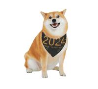 Happy New Year 2024 Pattern Dog Bandanas, Comfortable Cotton Triangle Bibs Scarfs for Dogs Or Cats,Cute Pet Kerchief for Medium Large Dogs-Large