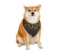 Happy New Year 2024 Pattern Dog Bandanas, Comfortable Cotton Triangle Bibs Scarfs for Dogs Or Cats, Cute Pet Kerchief for Small Medium Large Dogs-Small