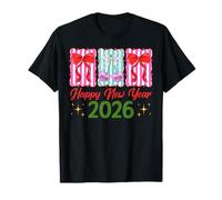 Happy New Year 2026 Cherries & Coquette Bows Women Girls T-Shirt